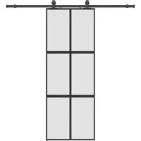 vidaXL Schuifdeur met beslagset 76x205 cm gehard glas zwart