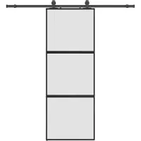 vidaXL Schuifdeur met beslagset 76x205 cm gehard glas zwart