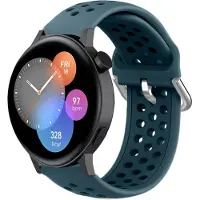 Strap-it Siliconen sport bandje met gaatjes - Geschikt voor Huawei Watch GT 3 42mm / Huawei Watch GT 3 Pro 43mm / Huawei Watch GT 2 42mm / Huawei Watch GT - 42mm bandje - Sport bandje - Rock Green