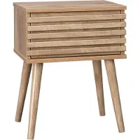 Sweeek Scandinavisch nachtkastje in gegroefd houtdecor Naturel