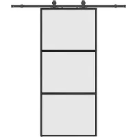 vidaXL Schuifdeur met beslag, zwart, 90x205 cm, veiligheidsglas
