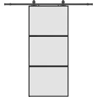 vidaXL Schuifdeur met beslagset 90x205 cm gehard glas zwart