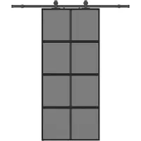 vidaXL Schuifdeur met beslagset 90x205 cm gehard glas zwart