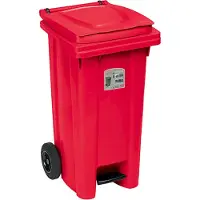 Stefanplast Afvalcontainer - 120 liter - Kliko - Rolcontainer - Met pedaal - Met afvalzakhouder - Rood