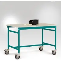 Manuflex LB4036.5021 ESD ESD-bijzettafel basismobiel met kunststof tafelblad in waterblauw RAL 5021, bxdxh: 1250 x 600 x 856 mm Waterblauw