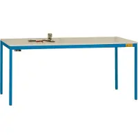Manuflex LD1906.5007 ESD ESD-werktafel UNIDESK met kunststof plaat, onderstel van stralend blauw RAL 5007, bxdxh = 1200 x 800 x 723-733 mm Stralend blauw (RAL