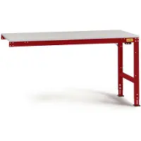 Manuflex LU6128.3003 ESD ESD-werktafel universele standaard aanschuiftafel met melamine schijf, bxdxh = 2000 x 1000 x 763-873 mm Robijn-rood