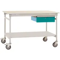 Manuflex TP5341.5021 Compleet bijzettafel basismobiel met melamine schijf + enkele lade, bxdxh: 1250 x 800 x 850 mm Waterblauw