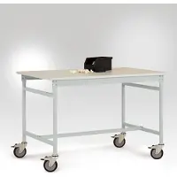 Manuflex LB4033.7035 ESD ESD-bijzettafel basismobiel met rubberlijm tafelblad in lichtgrijs RAL 7035, bxdxh: 1250 x 600 x 850 mm Grijs-wit (RAL 7035)