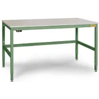 Manuflex LC3033.6011 ESD ESD-werktafel CANTOLAB speciale met rubber schijf, bxdxh = 1250 x 800 x 752-952 mm Reseda groen (RAL 9010)