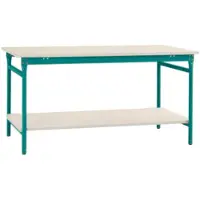 Manuflex BB5227.5021 Compleet bijzettafel basis stationair met kunststof plaat + legplank, bxdxh: 1500 x 800 x 780 mm Waterblauw