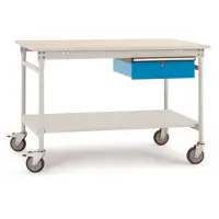 Manuflex BB5357.0001 Compleet bijzettafel basismobiel met kunststof plaat + enkele lade, bxdxh: 1500 x 800 x 850 mm Grijs, Groen