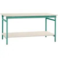 Manuflex BB5227.0001 Compleet bijzettafel basis stationair met kunststof plaat + legplank, bxdxh: 1500 x 800 x 780 mm Grijs, Groen