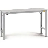 Manuflex LU7048.9006 ESD ESD-werktafel universele speciale reden tafel met melamine schijf, bxdxh = 1500 x 600 x 725-1025 mm Aluminium-zilver