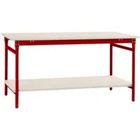 Manuflex BB5221.3003 Compleet bijzettafel basis stationair met melamine schijf + legplank, bxdxh: 1500 x 800 x 780 mm Robijn-rood