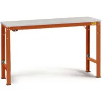 Manuflex LU7006.2001 ESD ESD-werktafel universele speciale reden tafel met kunststof plaat, bxdxh = 1000 x 600 x 728-1028 mm Rood-oranje (RAL 2001)