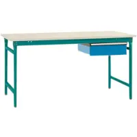 Manuflex BB5241.5021 Compleet bijzettafel basis stationair met melamine schijf + enkele lade, bxdxh: 1250 x 800 x 780 mm Waterblauw