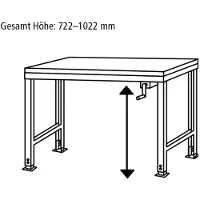 Manuflex AU9011.2001 Werken op basis tafel universele Ergo K met melamine schijf, bxdxh = 1000 x 800 x 722-1022 mm Rood-oranje (RAL 2001)