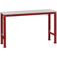 Manuflex AU7154.3003 Werk achtergrond tafel universele speciale met stalen beslag schijf, bxdxh = 2500 x 1000 x 722-1022 mm Robijn-rood