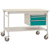 Manuflex BB5371.5021 Compleet bijzettafel basismobiel met melamine schijf + behuizing onderbouw, bxdxh: 1250 x 800 x 850 mm Waterblauw