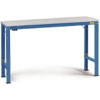 Manuflex LU7053.5007 ESD ESD-werktafel universele speciale reden tafel met rubber schijf, bxdxh = 1500 x 800 x 722-1022 mm Stralend blauw (RAL 5007)