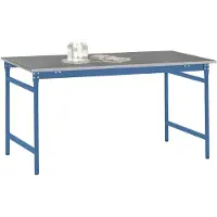 Manuflex BB3064.5007 Bijzettafel basis stationair met staalbeslag schijf in stralend blauw RAL 5007, bxdxh: 1500 x 800 x 780 mm Stralend blauw (RAL 5007)