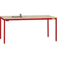 Manuflex LD1906.3003 ESD ESD-werktafel UNIDESK met kunststof plaat, onderstel robijnrood RAL 3003, bxdxh = 1200 x 800 x 723-733 mm Robijn-rood