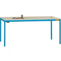 Manuflex LD1908.5012 ESD ESD-werktafel UNIDESK met melamine schijf, onderstel van licht blauw RAL 5012, bxdxh = 1200 x 800 x 720-730 mm Lichtblauw (RAL 5012)