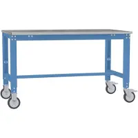 Manuflex AU7364.5012 Werktafel universele speciale mobiel met staalbeslag schijf, bxdxh = 1500 x 1000 x 752-972 mm Lichtblauw (RAL 5012)