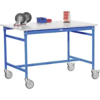 Manuflex BB4014.5012 Bijzettafel basismobiel met stalen beslag schijf in licht blauw RAL 5012, bxdxh: 1000 x 600 x 850 mm Lichtblauw (RAL 5012)
