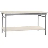 Manuflex BB5221.9006 Compleet bijzettafel basis stationair met melamine schijf + legplank, bxdxh: 1500 x 800 x 780 mm Aluminium-zilver