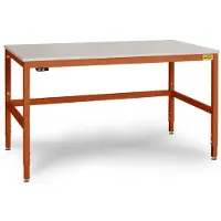 Manuflex LC3058.2001 ESD ESD-werktafel CANTOLAB speciale met melamine schijf, bxdxh = 1500 x 800 x 752-952 mm Rood-oranje (RAL 2001)