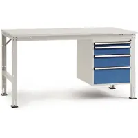 Manuflex AU5845.2001 Compleet werktafel reden universele standaard met multiplex plaat, bxdxh = 2000 x 800 x 760-870 mm Rood-oranje (RAL 2001)