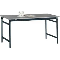Manuflex BB3034.7016 Bijzettafel basis stationair met staalbeslag schijf in antraciet RAL 7016, bxdxh: 1250 x 600 x 780 mm Antraciet