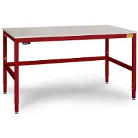 Manuflex LC3083.3003 ESD ESD-werktafel CANTOLAB speciale met rubber schijf, bxdxh = 1750 x 800 x 752-952 mm Robijn-rood