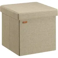 Casaria Poef met Opbergruimte - 40x40x40cm 40L Linnen – Beige