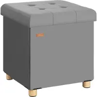 Casaria Poef Antraciet Fluweel 42x38x38cm inklapbaar