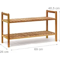 Relaxdays schoenenrek stapelbaar, hout, 2 etages schoenenkast walnoothout