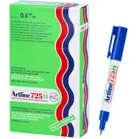 Artline 725N Permanentmarker Extra Fijn Ronde punt - 0,4 mm Blauw Navulbaar Waterbestendig 12 Stuks