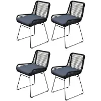 AVH-Collectie Zenia dining tuinstoel rope zwart set van 4