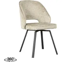 Label51 Eetkamerstoel Lewis - Beige - Chenille - Zwart Metalen Frame