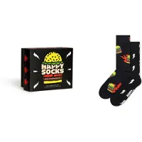Happy socks Sokken 'Blast Off Burger' geel / rood / zwart / wit
