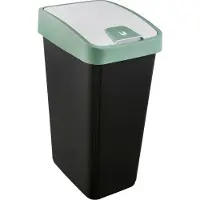 Keeeper - Afvalbak met flip deksel - 64x40x30 - 45 L - zwart/groen