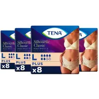 Tena 4x Silhouette Classic Underwear High Waist Blanc Plus L 8 stuks