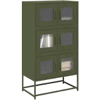 vidaXL Hoge kast 68x39x123 cm staal olijfgroen