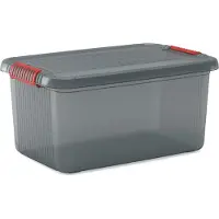 Kis 237047 Opbergbox K Latch Stapelbaar (l x b x h) 590 x 590 x 280 mm Rook-grijs, Doorschijnend 1 stuk(s)