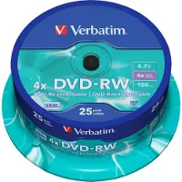 Verbatim 43639 DVD-RW disc 4.7 GB 25 stuk(s) Spindel Herschrijfbaar