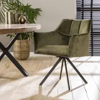 Dimehouse DH Interior Set van 2 Draaibare Eetkamerstoelen Velvet Suze - Met Armleuningen Geel - Velvet - Industrieel
