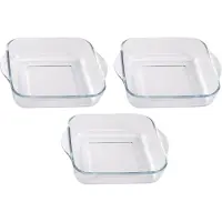Cosy & Trendy 3x Ovenschaal glas 22 x 22 cm - 1,8 L - Glazen ovenschalen vierkant