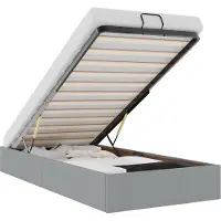 vidaXL Bedframe zonder matras 90x190 cm stof lichtgrijs